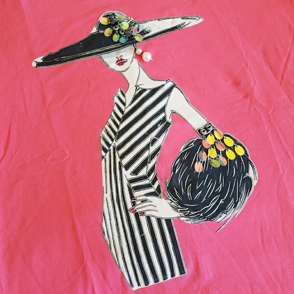 Chic woman spangle embellished coral top•Sm - Picture 4 of 12